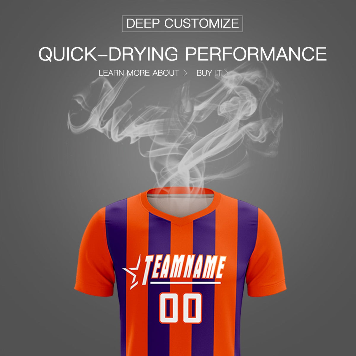 Custom Orange Purple Vertical Stripes Casual Outdoor Football Kits Jersey