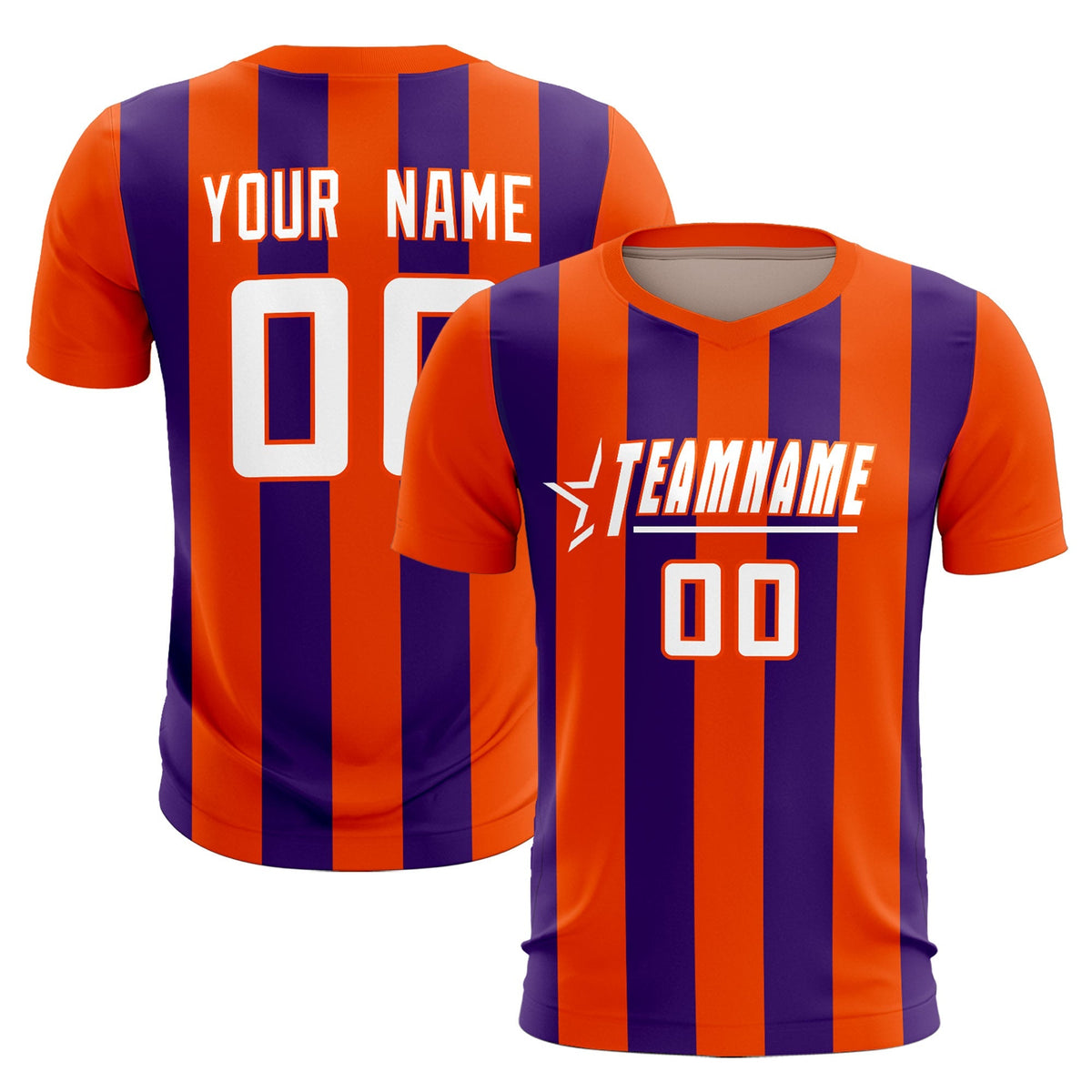 Custom Orange Purple Vertical Stripes Casual Outdoor Football Kits Jersey
