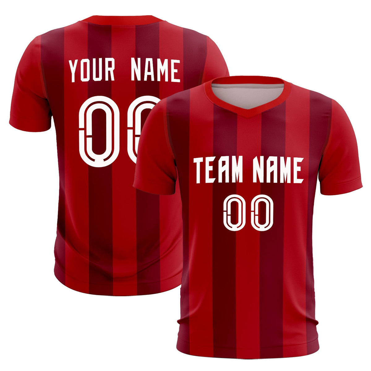 Custom Red Crimson Vertical Stripes Casual Outdoor Football Sets Jersey