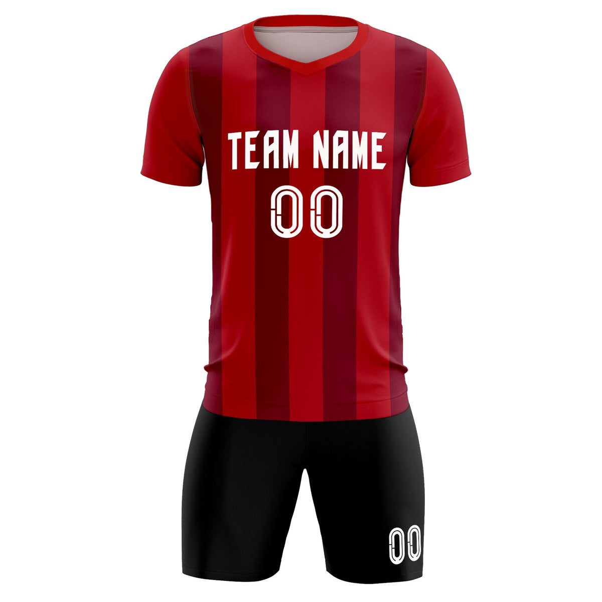 Custom Red Crimson Vertical Stripes Casual Outdoor Football Sets Jersey