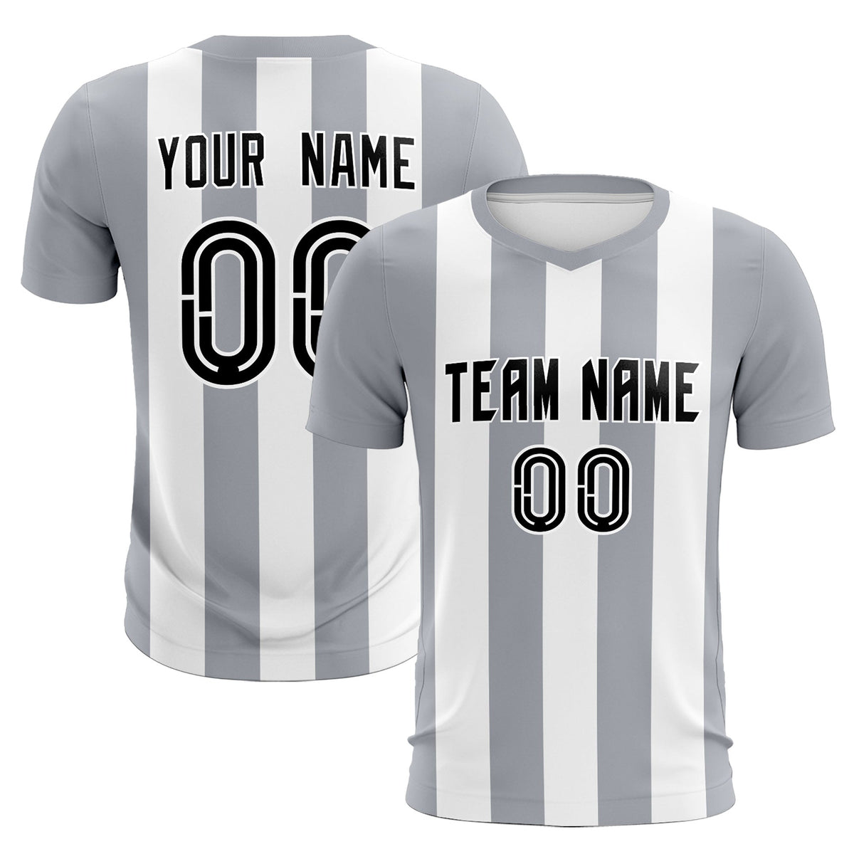 Custom White Gray Vertical Stripes Casual Outdoor Football Kits Jersey