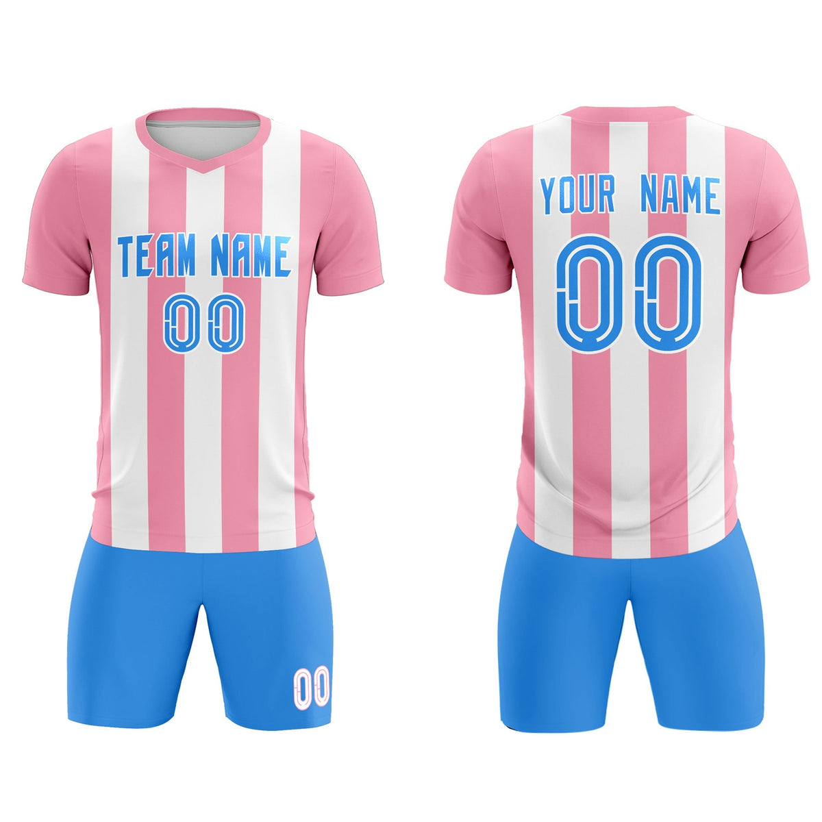 Custom White Light Pink Vertical Stripes Casual Outdoor Football Kits Jersey