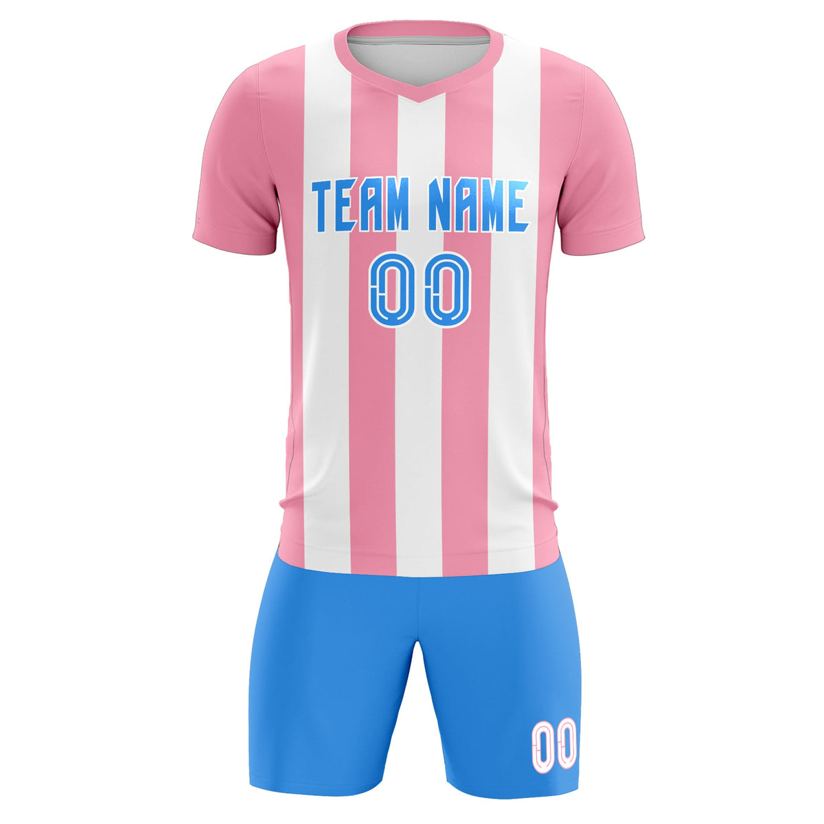 Custom White Light Pink Vertical Stripes Casual Outdoor Football Kits Jersey