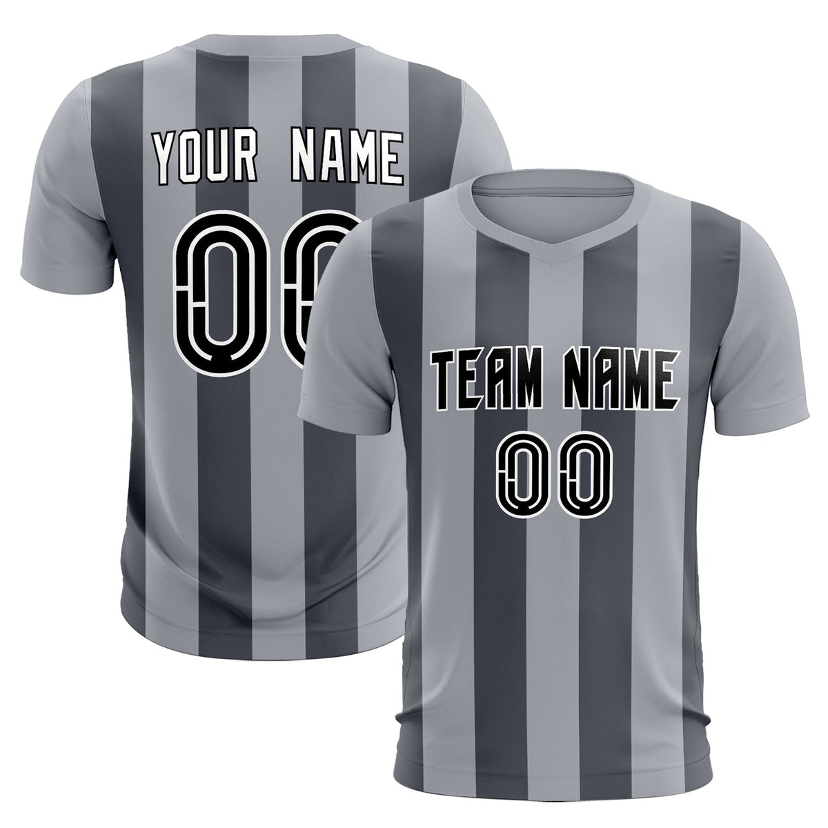 Custom Gray Dark Gray Vertical Stripes Casual Outdoor Football Kits Jersey