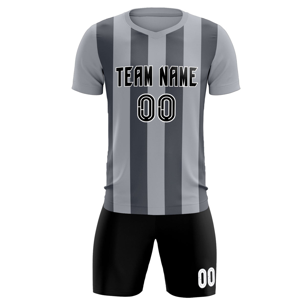 Custom Gray Dark Gray Vertical Stripes Casual Outdoor Football Kits Jersey