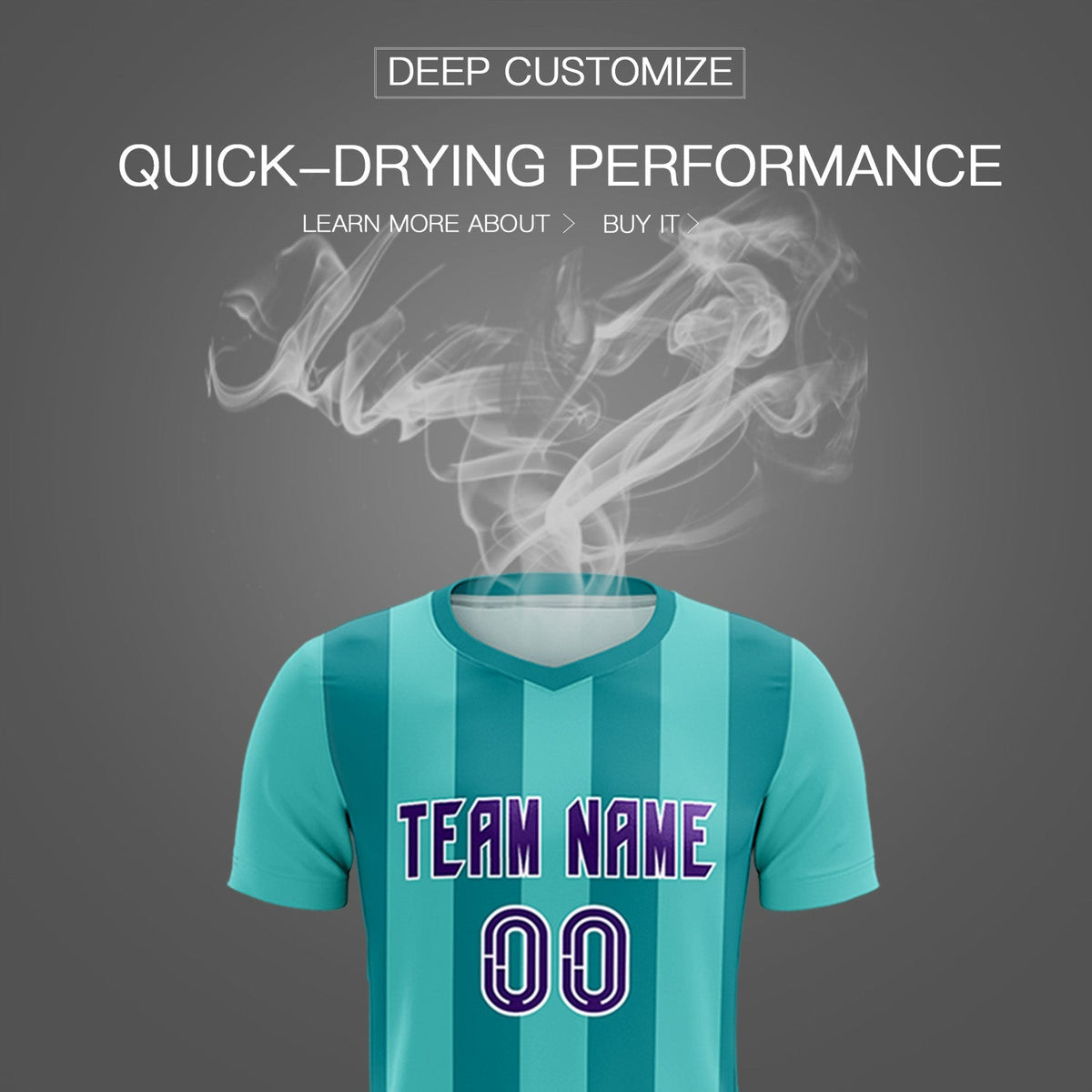 Custom Bright Green Aqua Vertical Stripes Casual Outdoor Football Kits Jersey