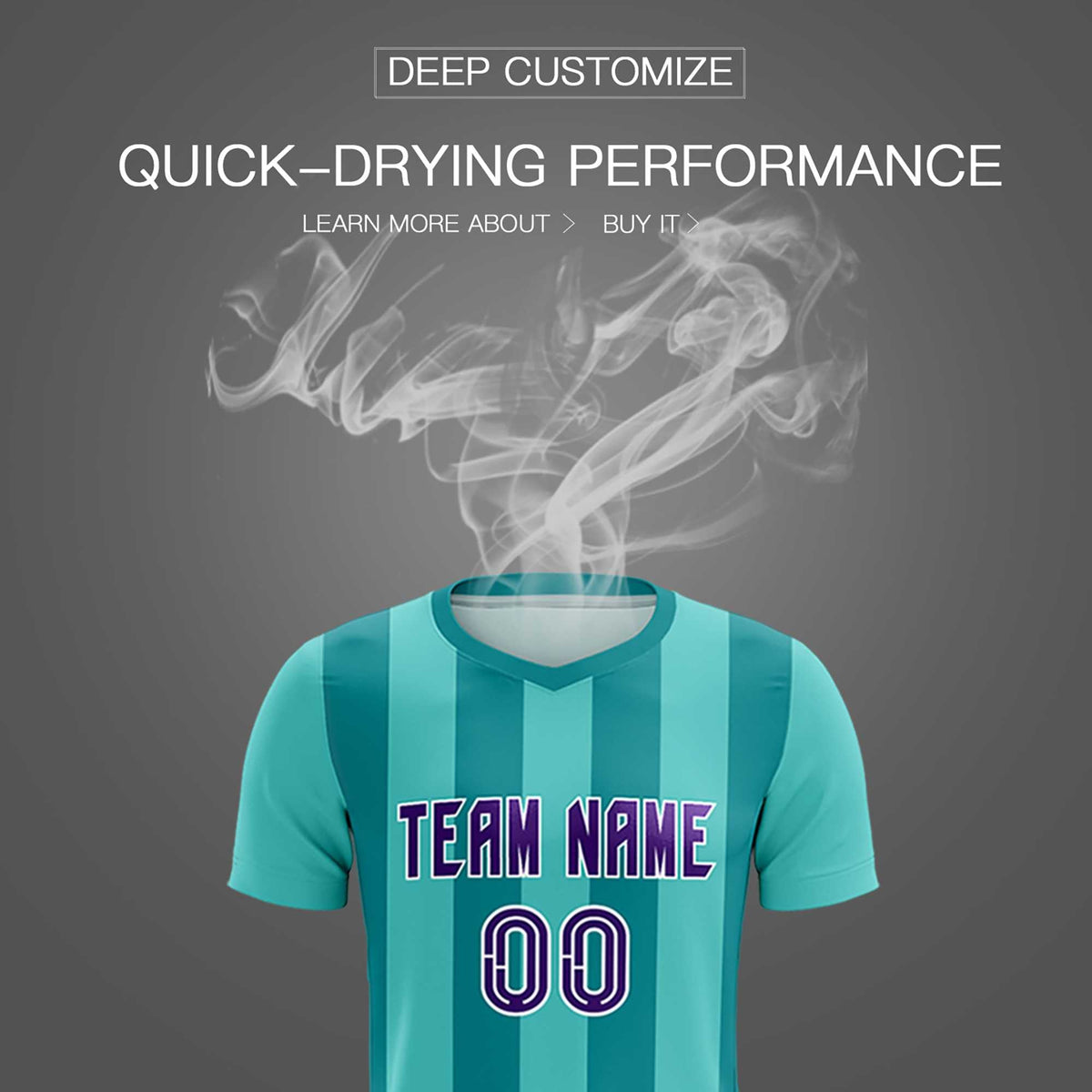 Custom Bright Green Aqua Vertical Stripes Casual Outdoor Football Kits Jersey