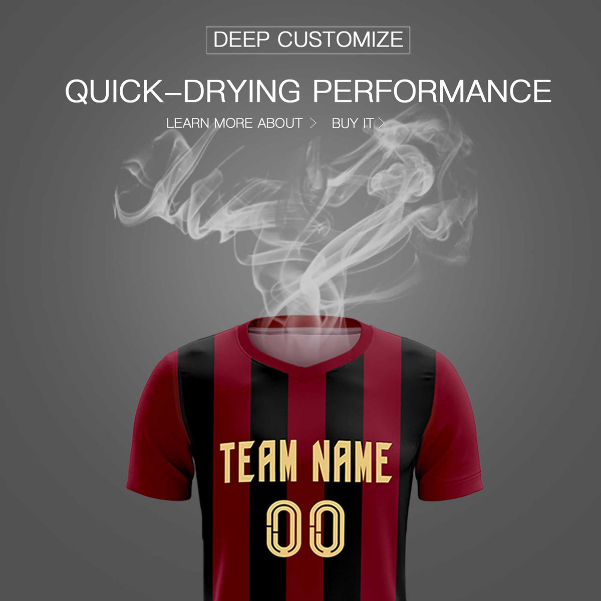 Custom Crimson Black Vertical Stripes Casual Outdoor Football Kits Jersey