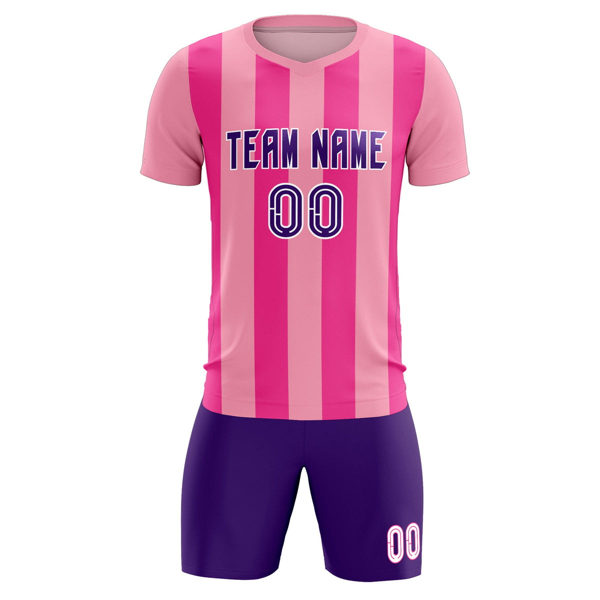 Custom Light Pink Pink Vertical Stripes Casual Outdoor Football Kits Jersey