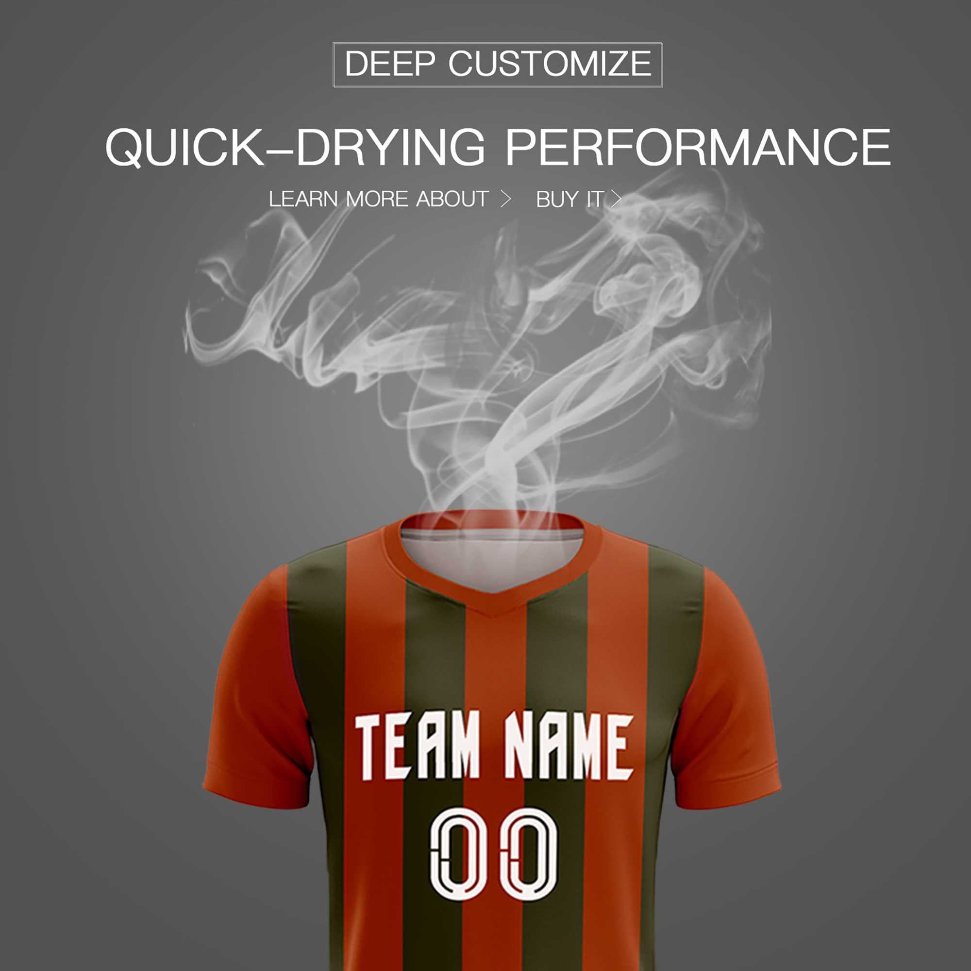 Custom Texas Orange Olive Vertical Stripes Casual Outdoor Football Kits Jersey