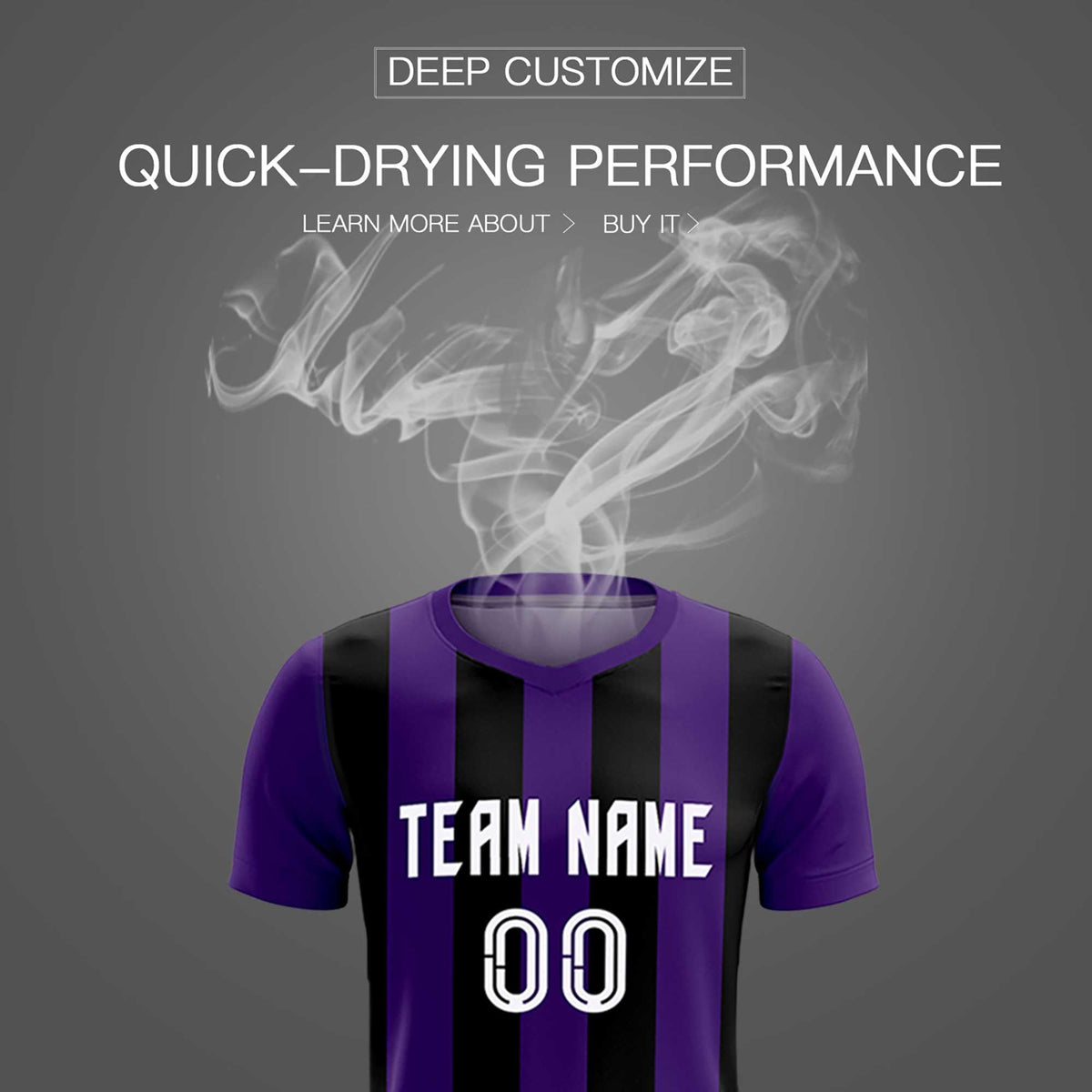 Custom Purple Black Vertical Stripes Casual Outdoor Football Kits Jersey