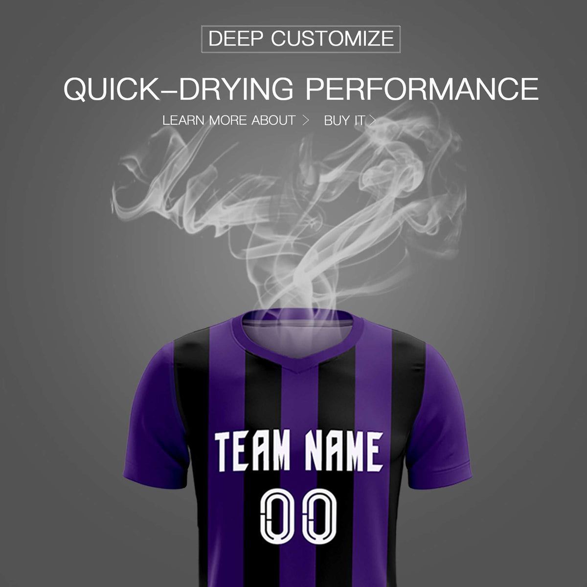 Custom Purple Black Vertical Stripes Casual Outdoor Football Kits Jersey