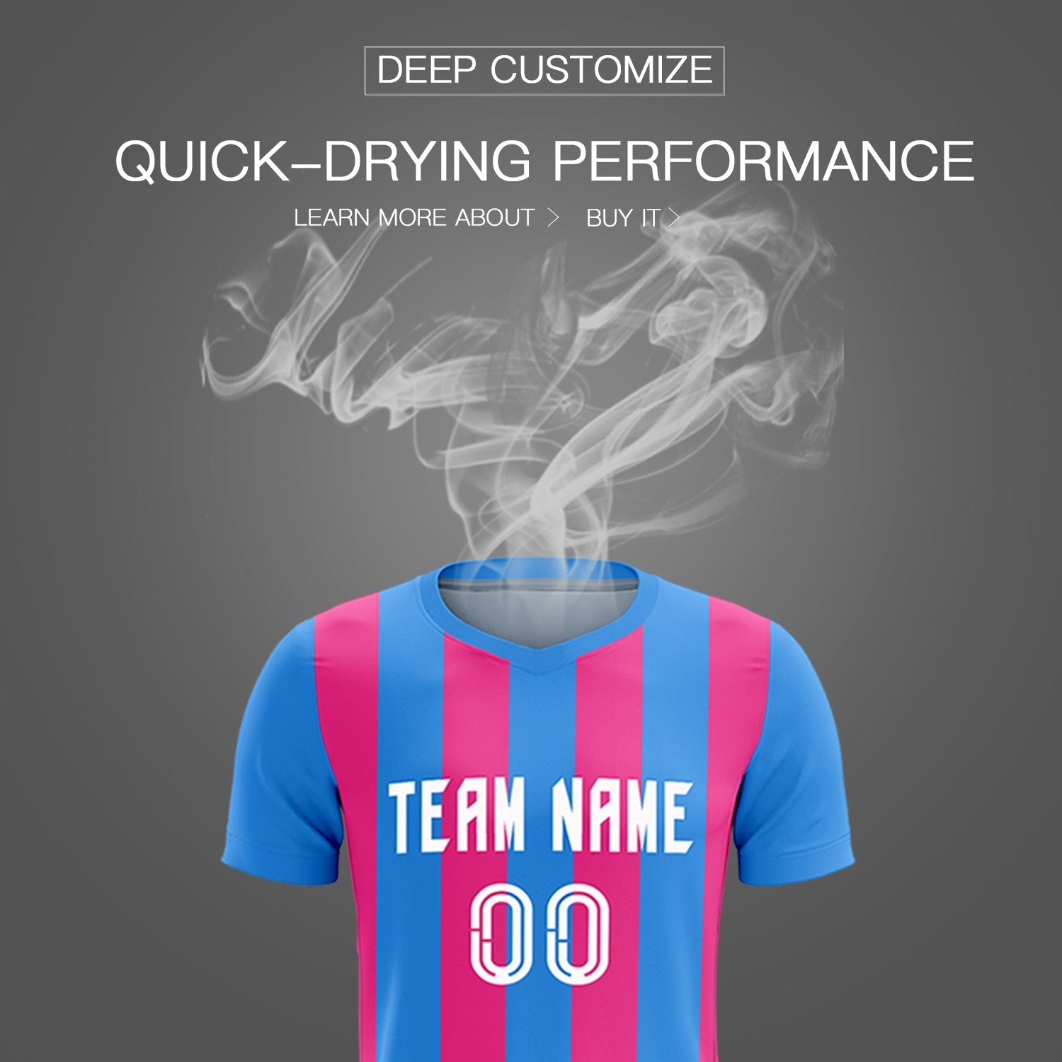 Custom Powder Blue Pink Vertical Stripes Casual Outdoor Football Kits Jersey