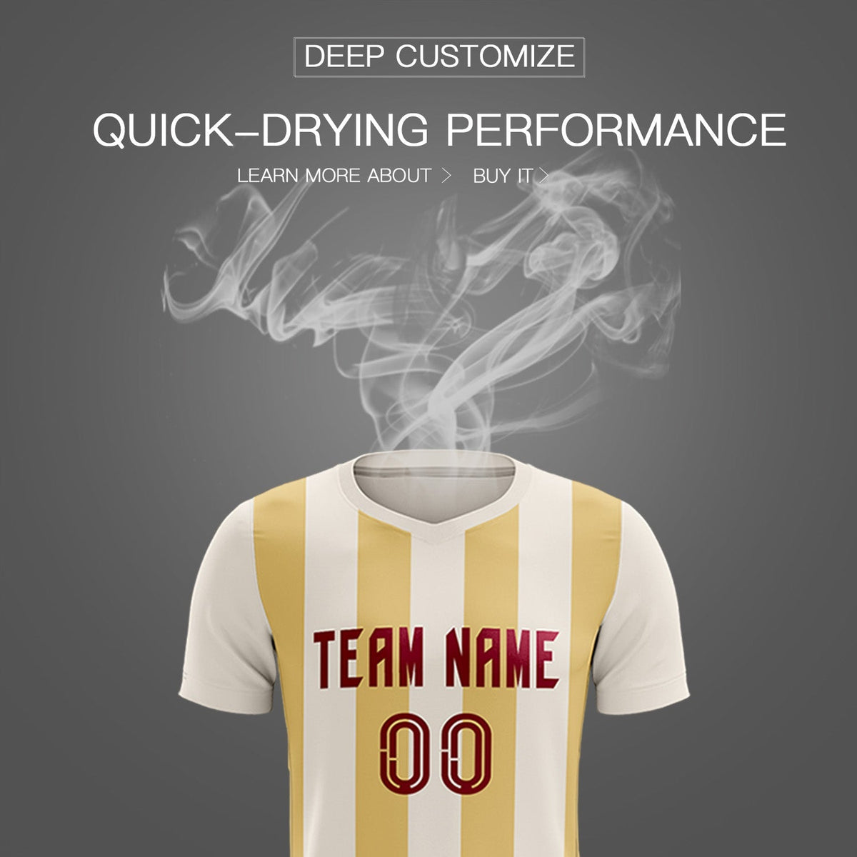 Custom Cream Khaki Vertical Stripes Casual Outdoor Football Kits Jersey