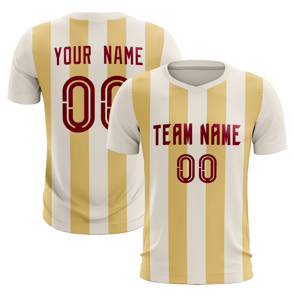 Custom Cream Khaki Vertical Stripes Casual Outdoor Football Kits Jersey