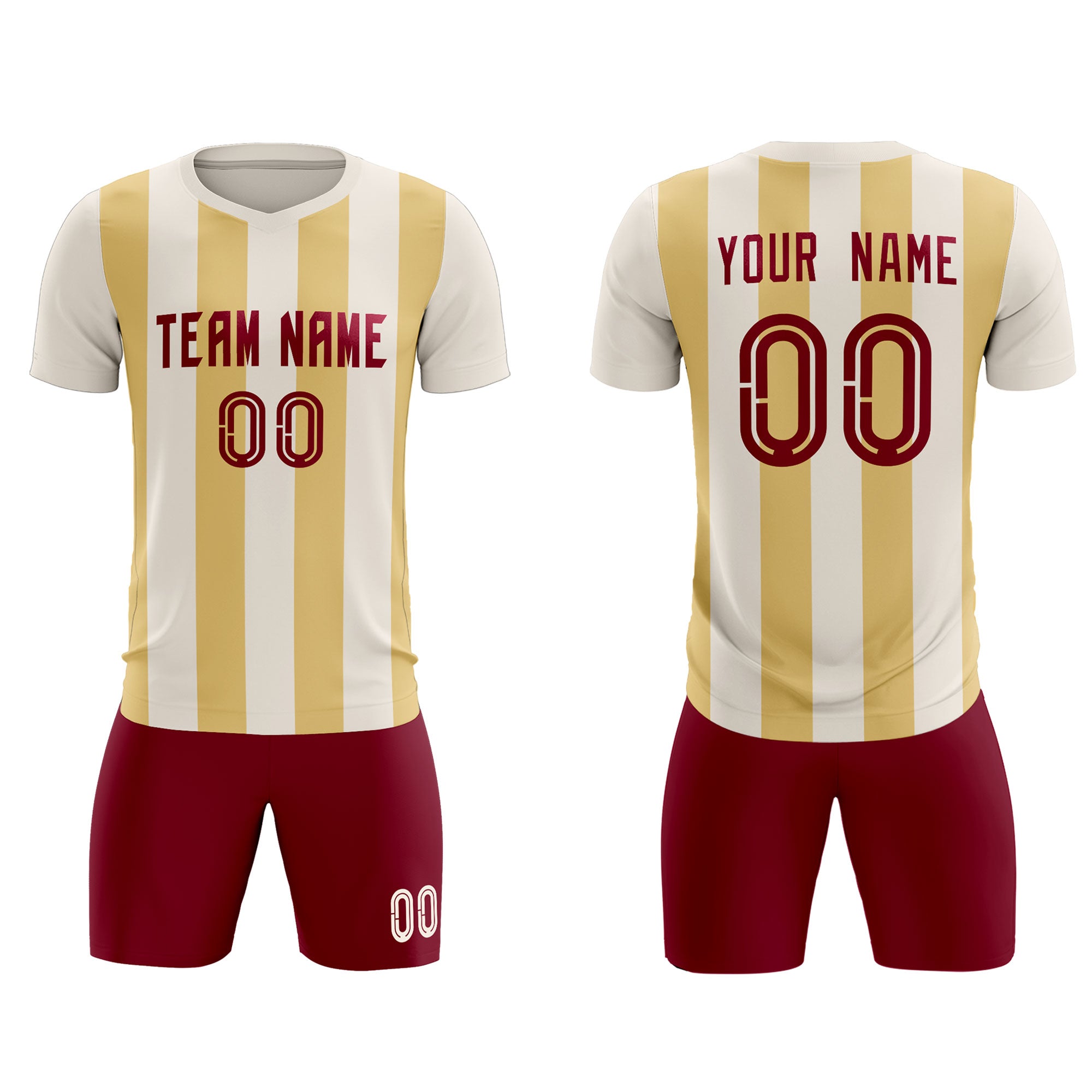 Custom Cream Khaki Vertical Stripes Casual Outdoor Football Kits Jersey