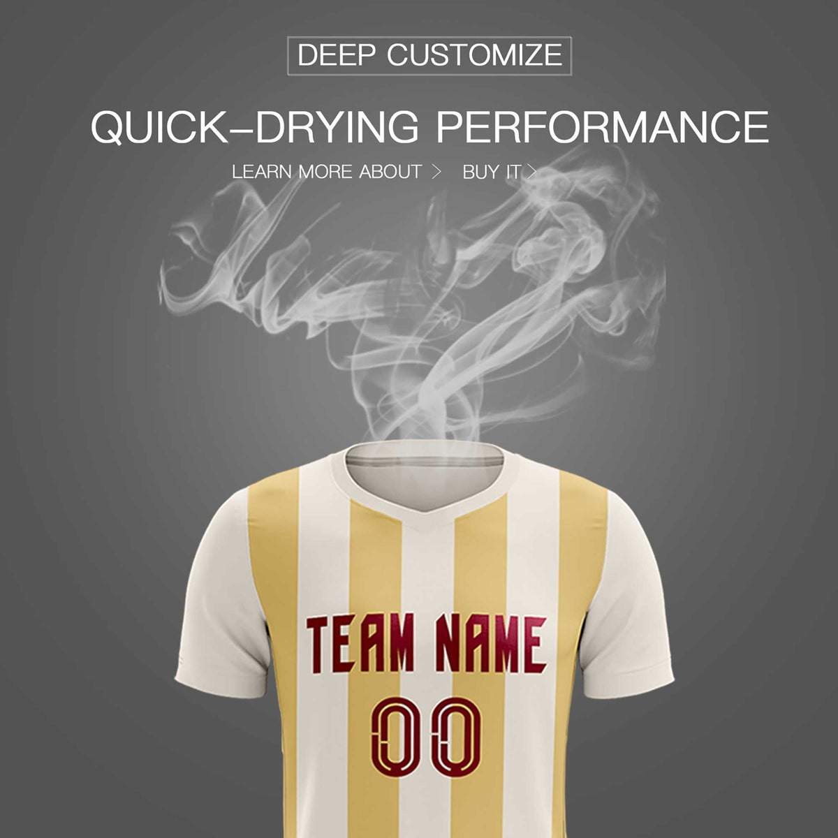 Custom Cream Khaki Vertical Stripes Casual Outdoor Football Kits Jersey