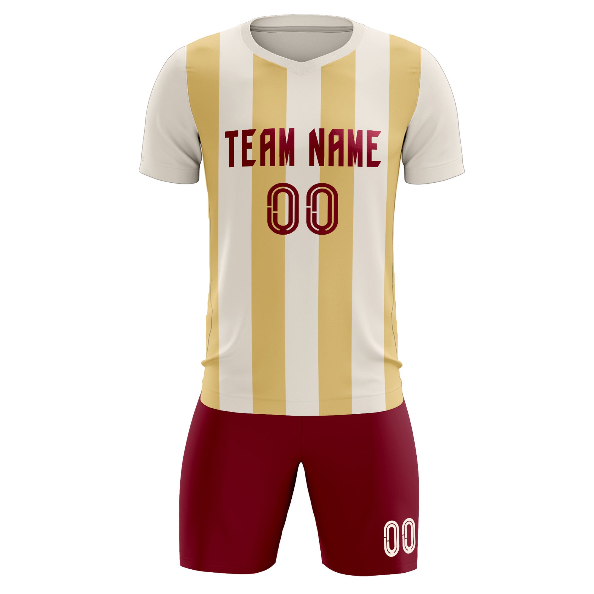 Custom Cream Khaki Vertical Stripes Casual Outdoor Football Kits Jersey