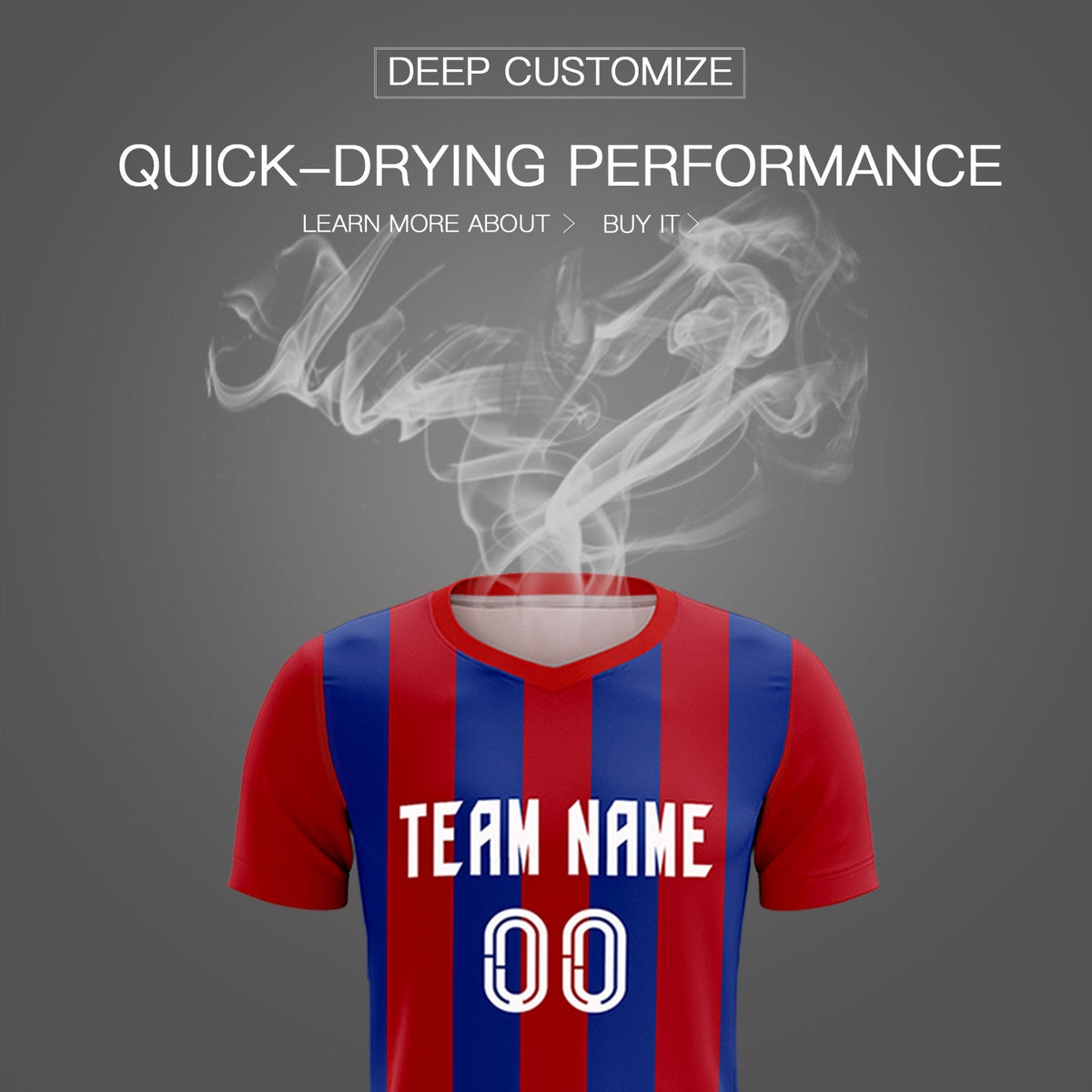 Custom Red Royal Vertical Stripes Casual Outdoor Football Kits Jersey