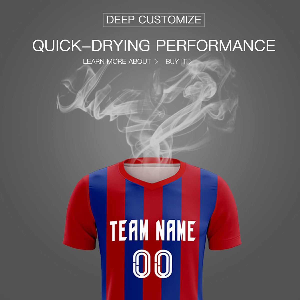 Custom Red Royal Vertical Stripes Casual Outdoor Football Kits Jersey