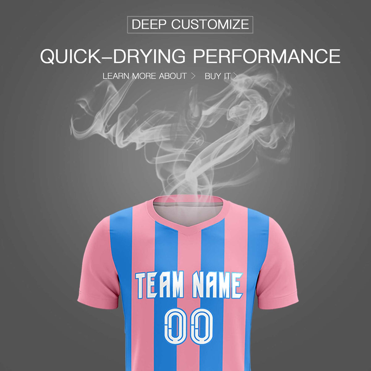 Custom Light Pink Powder Blue Vertical Stripes Casual Outdoor Football Kits Jersey