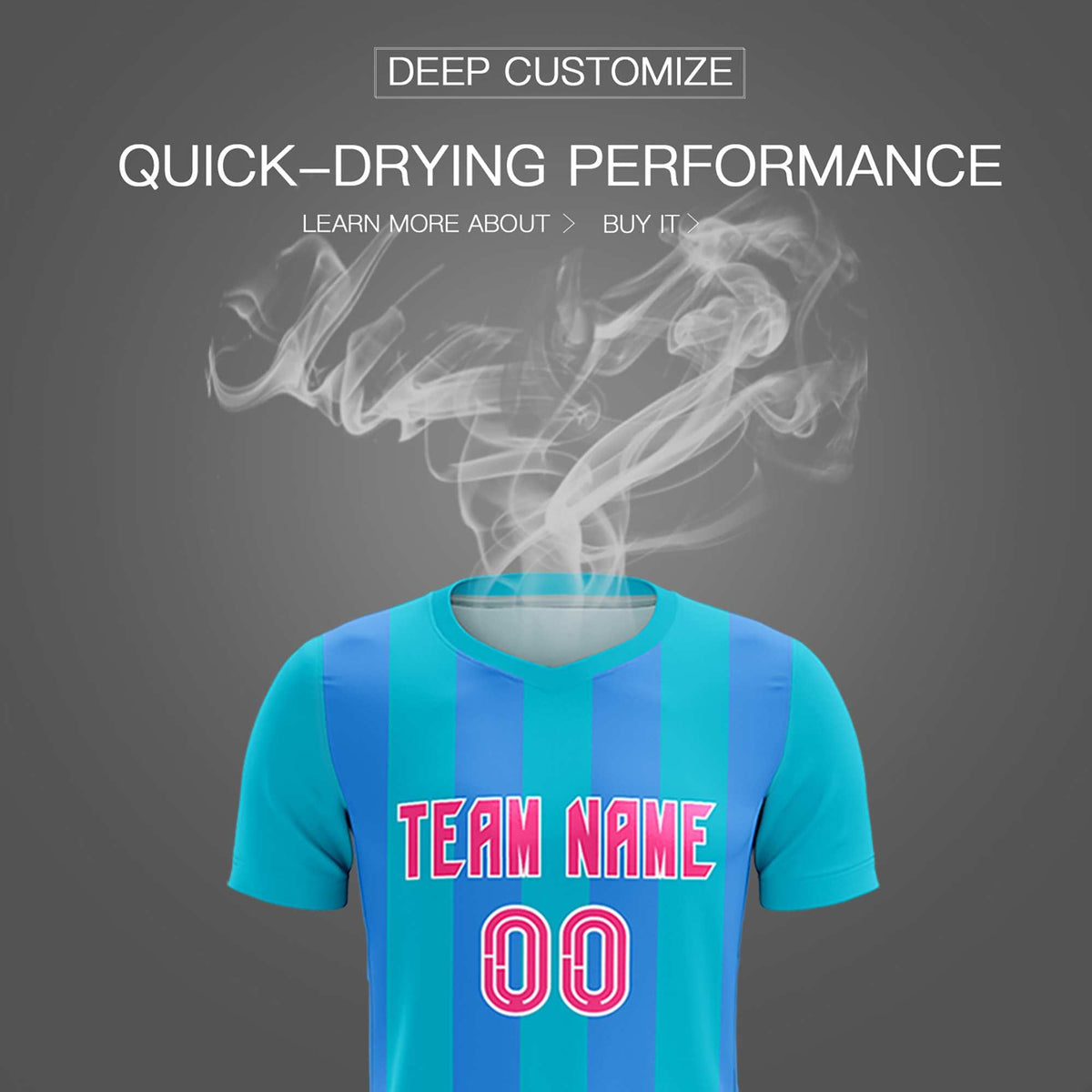 Custom Sky Blue Powder Blue Vertical Stripes Casual Outdoor Football Kits Jersey