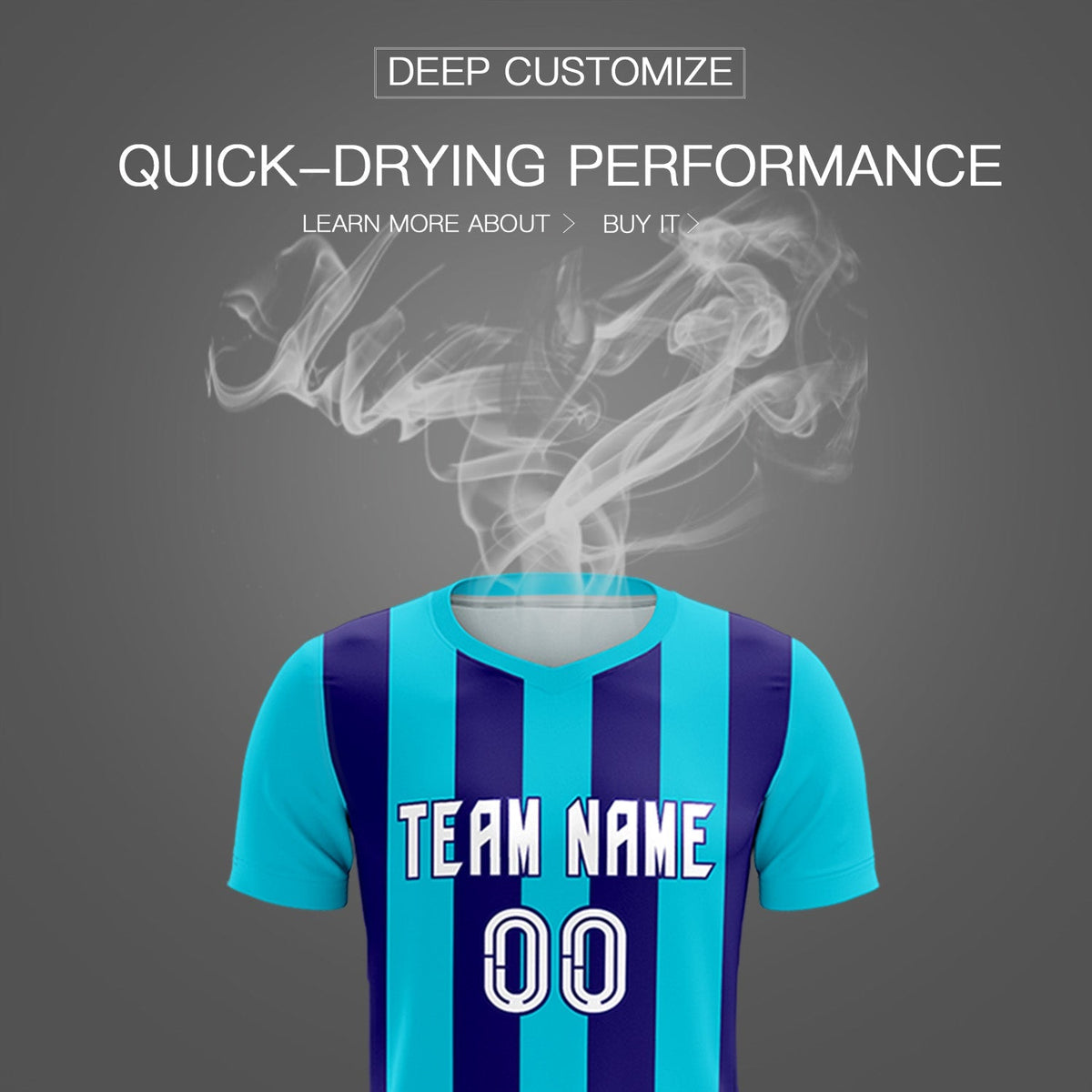 Custom Sky Blue Royal Vertical Stripes Casual Outdoor Football Kits Jersey