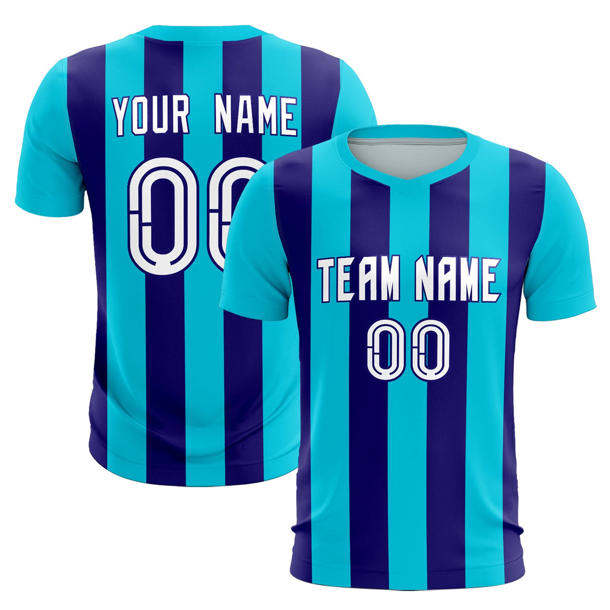 Custom Sky Blue Royal Vertical Stripes Casual Outdoor Football Kits Jersey