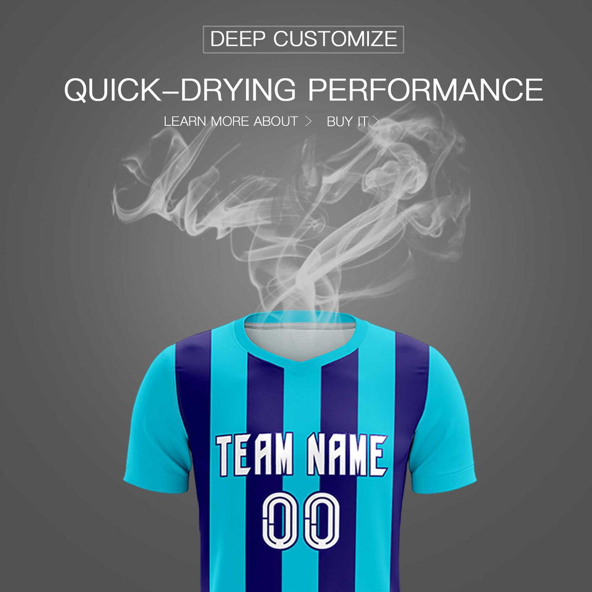 Custom Sky Blue Royal Vertical Stripes Casual Outdoor Football Kits Jersey