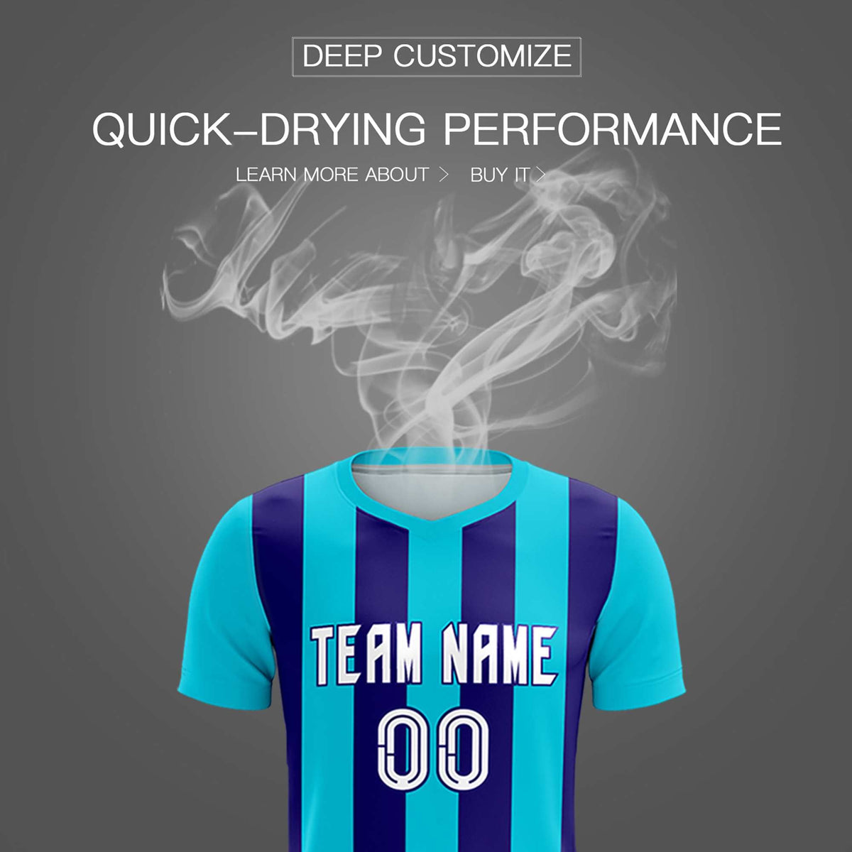 Custom Sky Blue Royal Vertical Stripes Casual Outdoor Football Kits Jersey