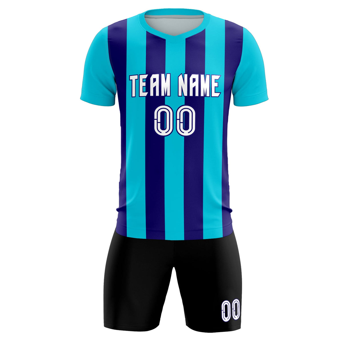 Custom Sky Blue Royal Vertical Stripes Casual Outdoor Football Kits Jersey