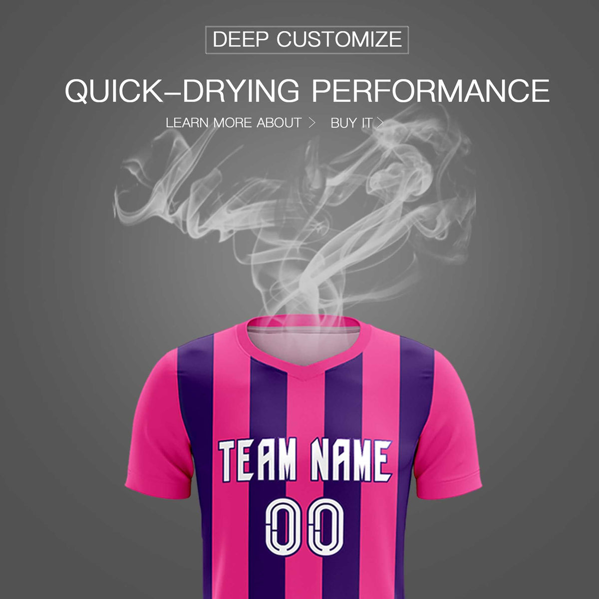 Custom Pink Purple Vertical Stripes Casual Outdoor Football Kits Jersey
