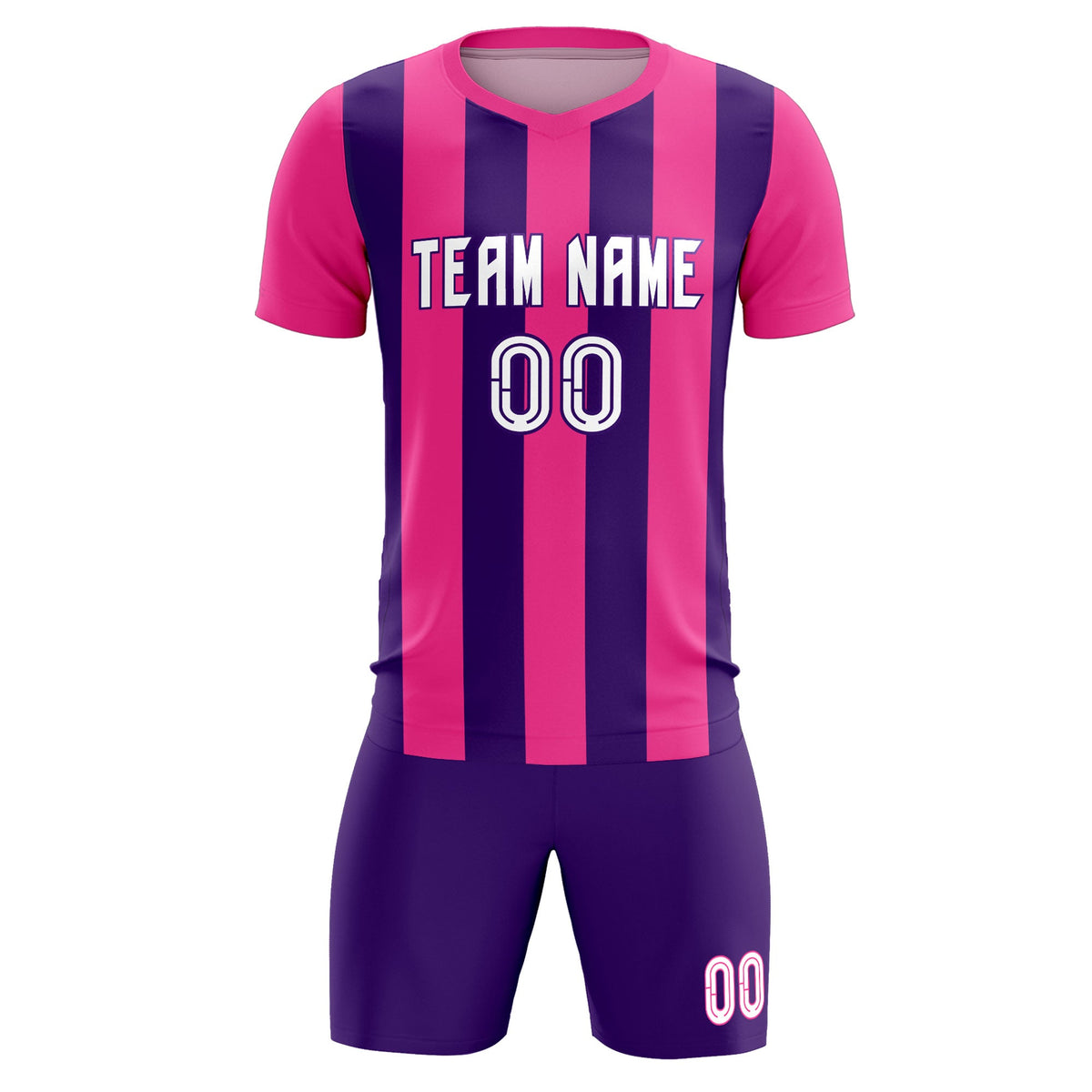 Custom Pink Purple Vertical Stripes Casual Outdoor Football Kits Jersey