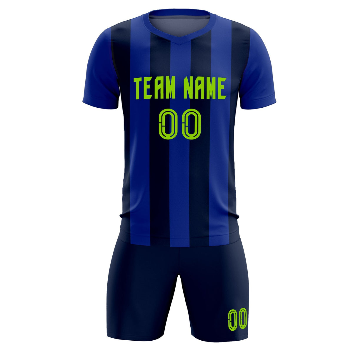 Custom Royal Navy Vertical Stripes Casual Outdoor Football Kits Jersey