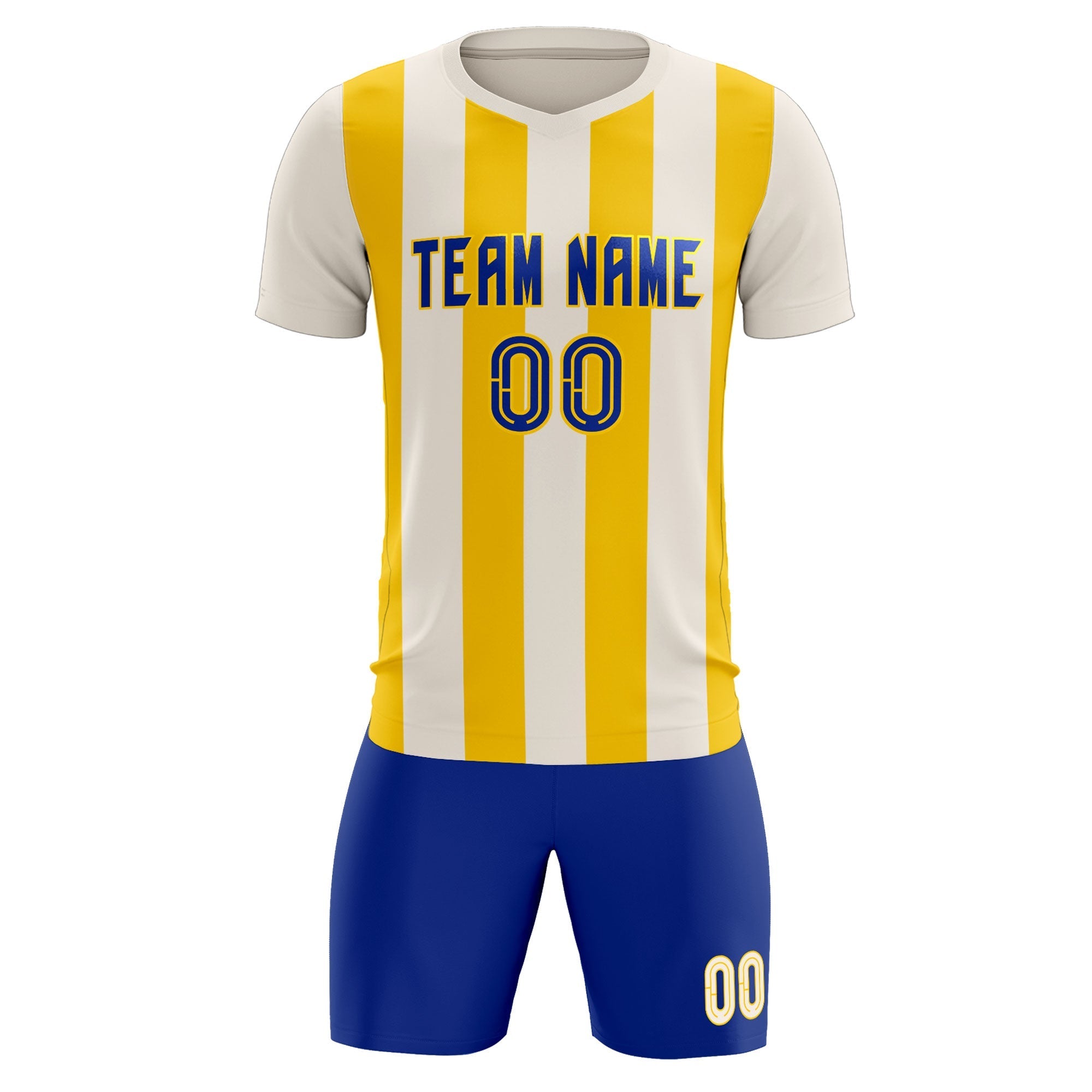 Custom Cream Gold Vertical Stripes Casual Outdoor Football Kits Jersey