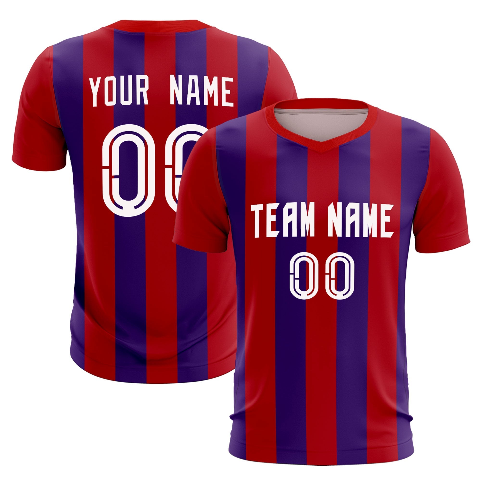 Custom Red Purple Vertical Stripes Casual Outdoor Football Kits Jersey