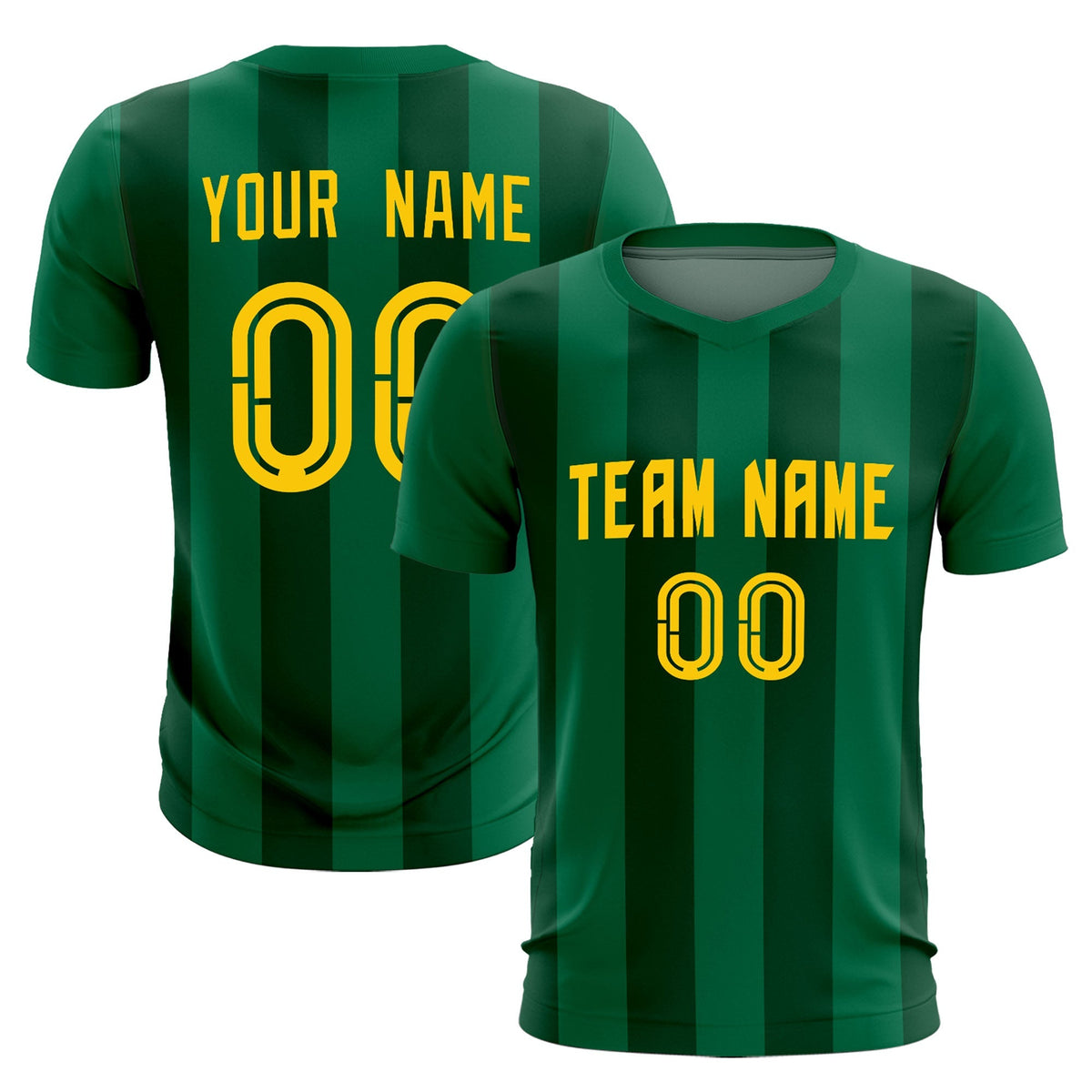 Custom Kelly Green Green Vertical Stripes Casual Outdoor Football Kits Jersey