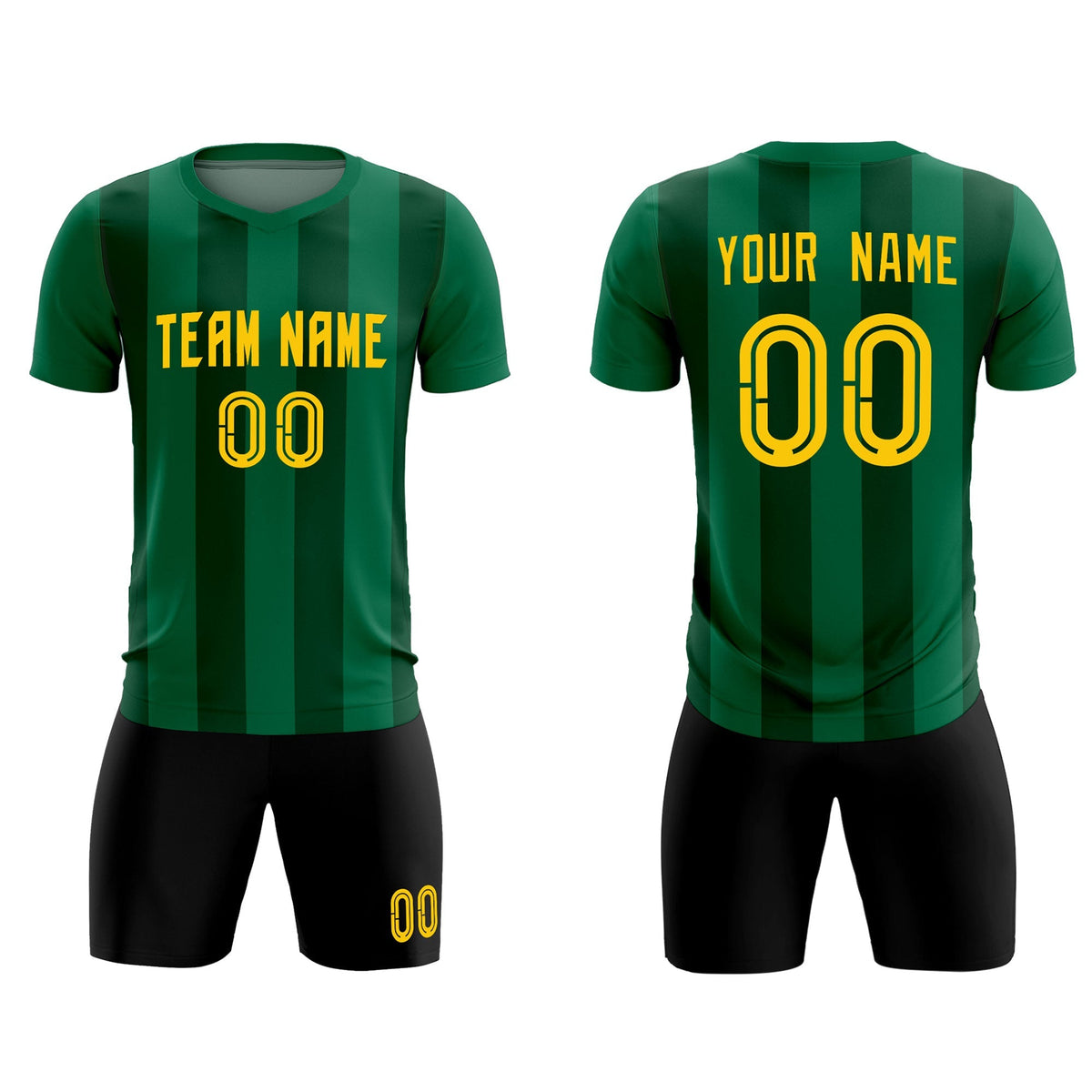 Custom Kelly Green Green Vertical Stripes Casual Outdoor Football Kits Jersey