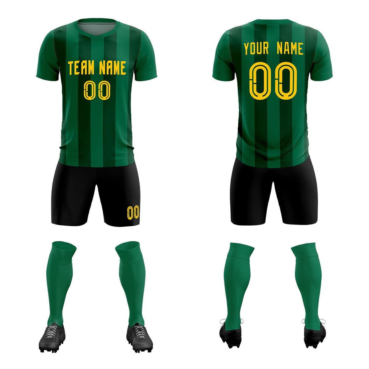 Custom Kelly Green Green Vertical Stripes Casual Outdoor Football Kits Jersey