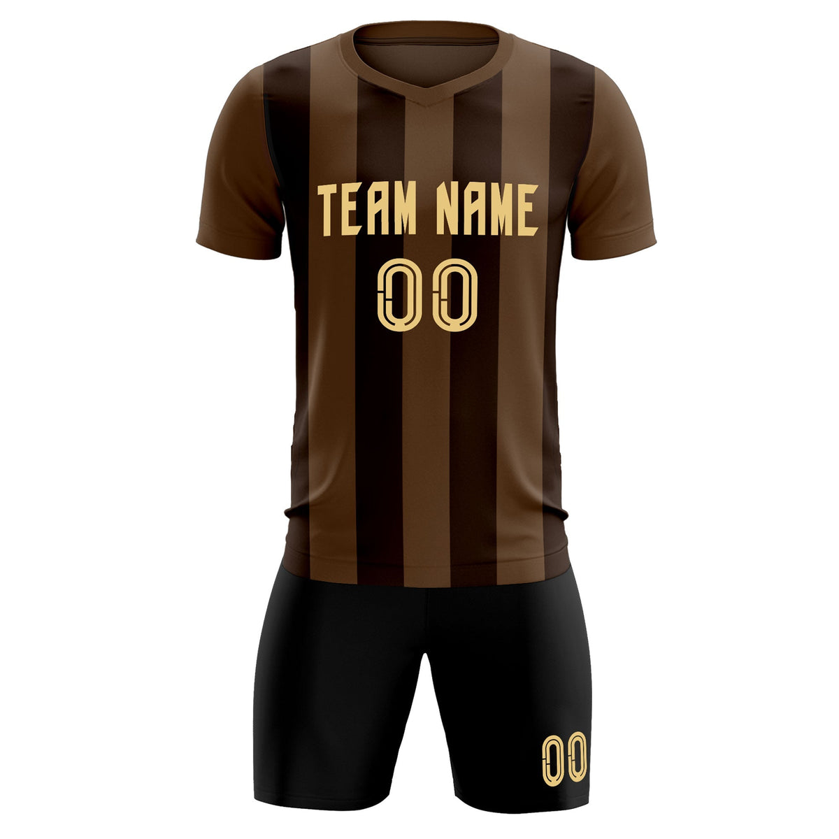 Custom Light Brown Brown Vertical Stripes Casual Outdoor Football Kits Jersey