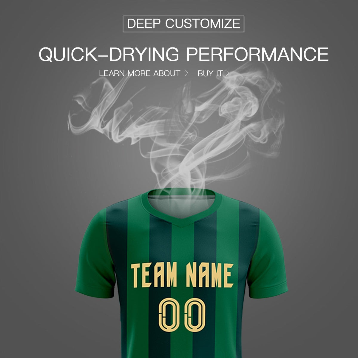 Custom Kelly Green Midnight Green Vertical Stripes Casual Outdoor Football Kits Jersey