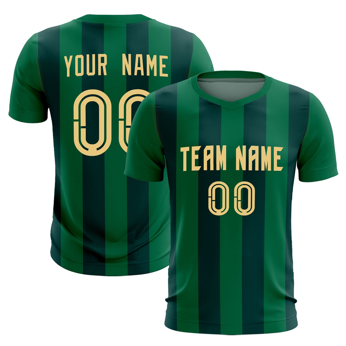 Custom Kelly Green Midnight Green Vertical Stripes Casual Outdoor Football Kits Jersey
