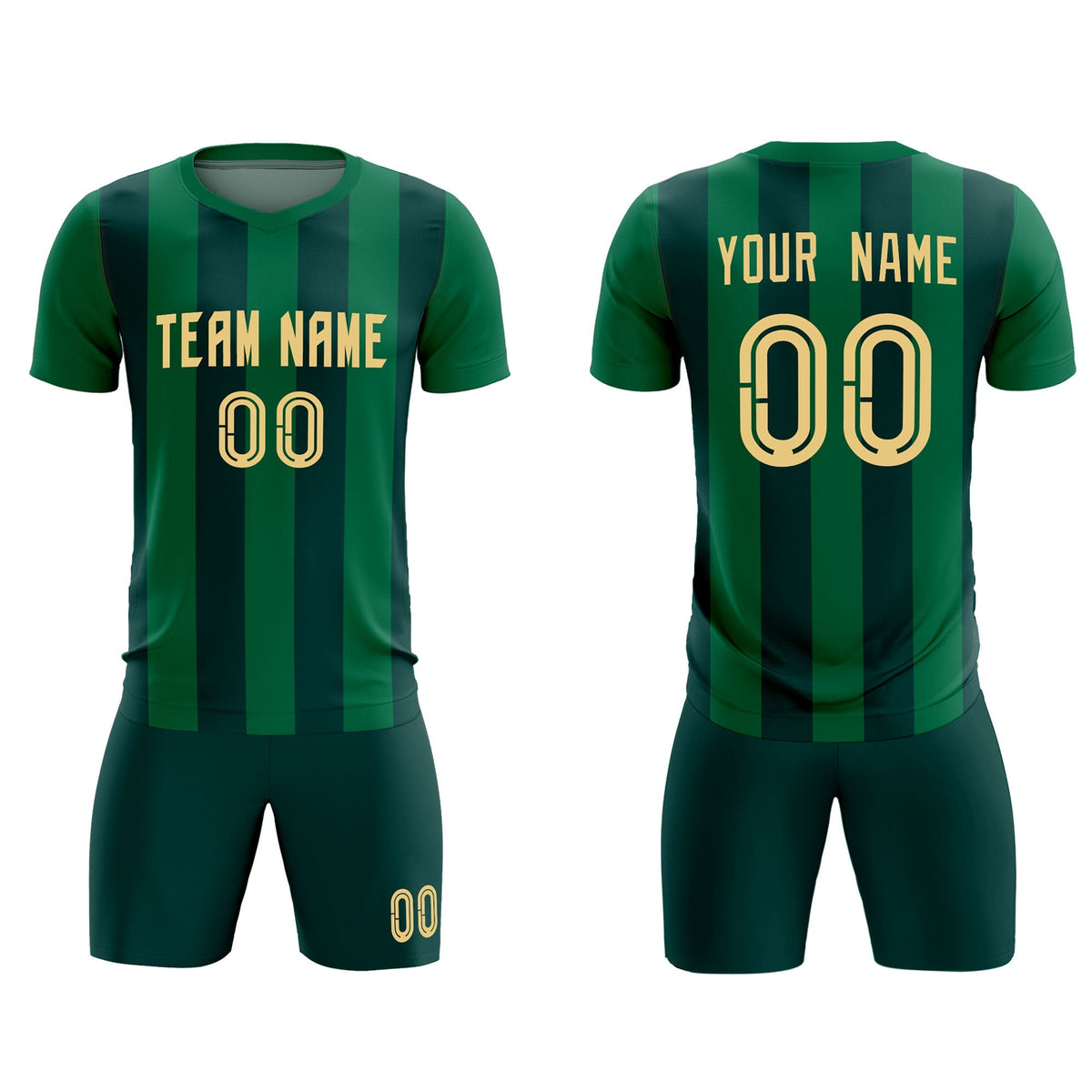 Custom Kelly Green Midnight Green Vertical Stripes Casual Outdoor Football Kits Jersey