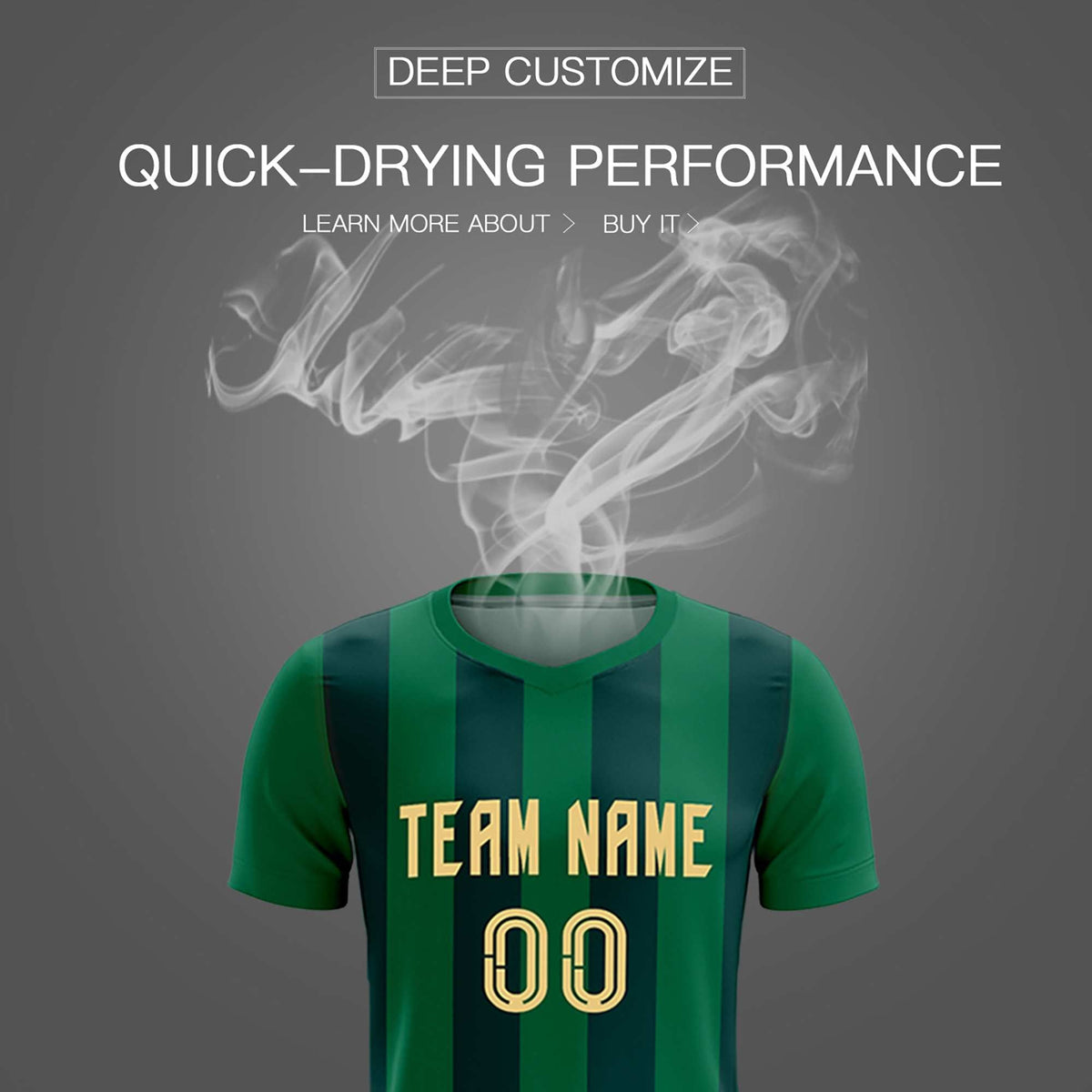 Custom Kelly Green Midnight Green Vertical Stripes Casual Outdoor Football Kits Jersey