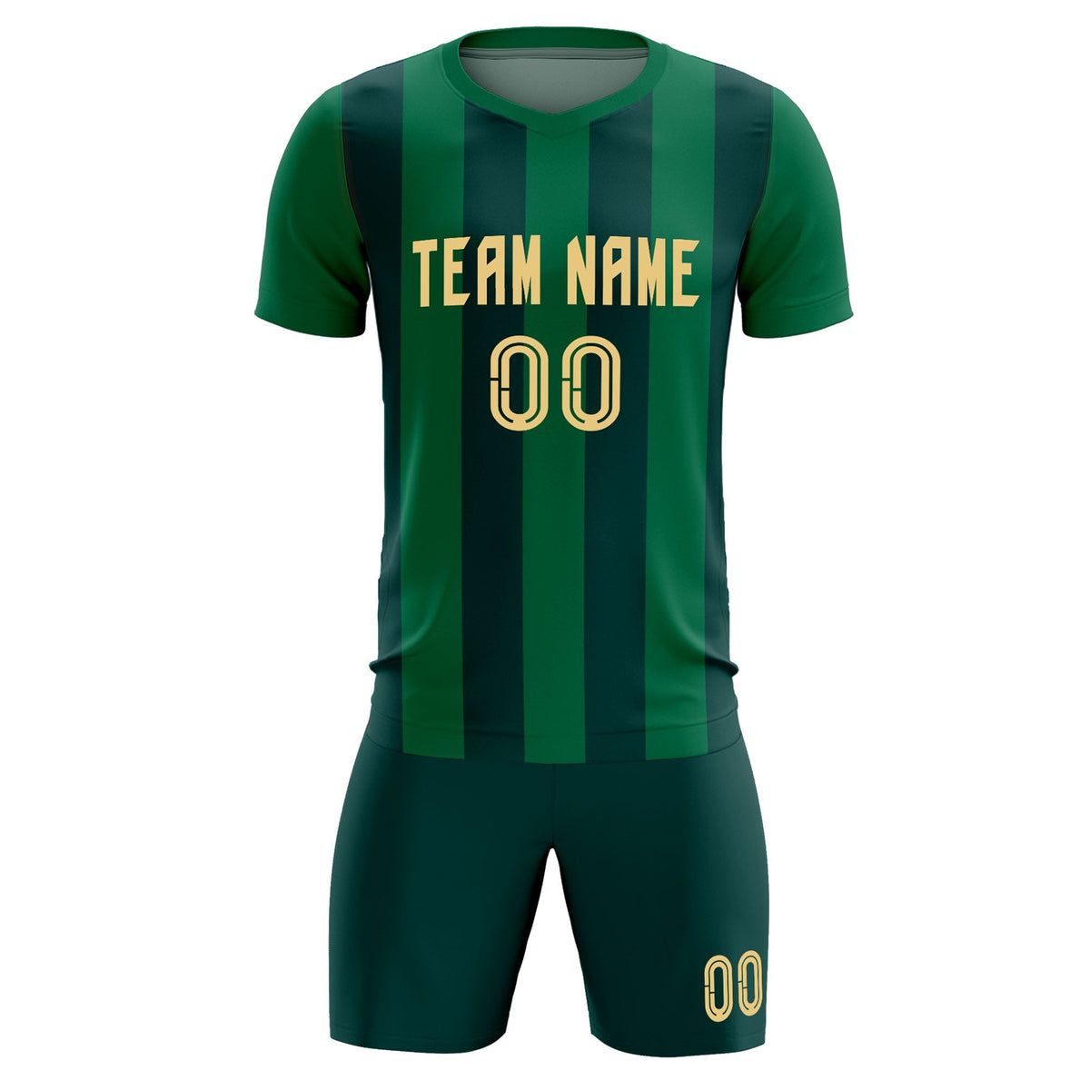 Custom Kelly Green Midnight Green Vertical Stripes Casual Outdoor Football Kits Jersey