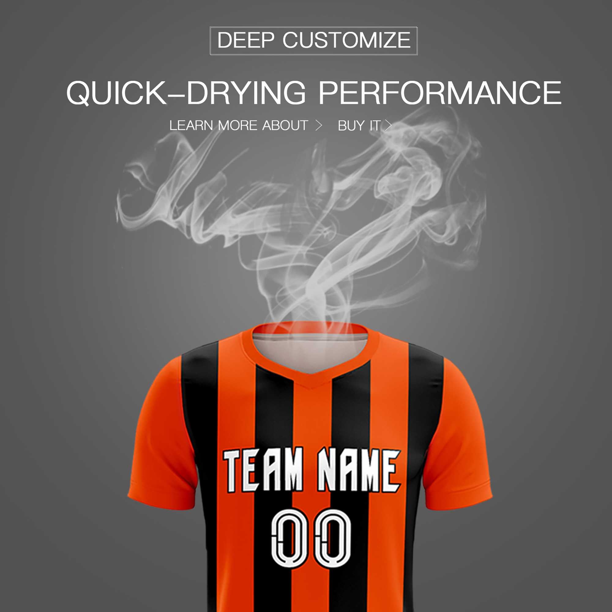 Custom Orange Black Vertical Stripes Casual Outdoor Football Kits Jersey