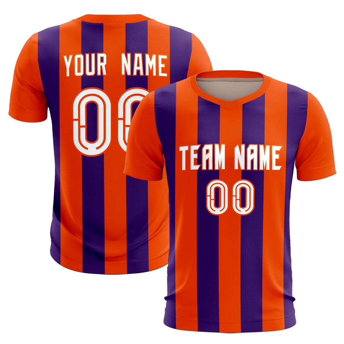 Custom Orange Purple Vertical Stripes Casual Outdoor Football Kits Jersey
