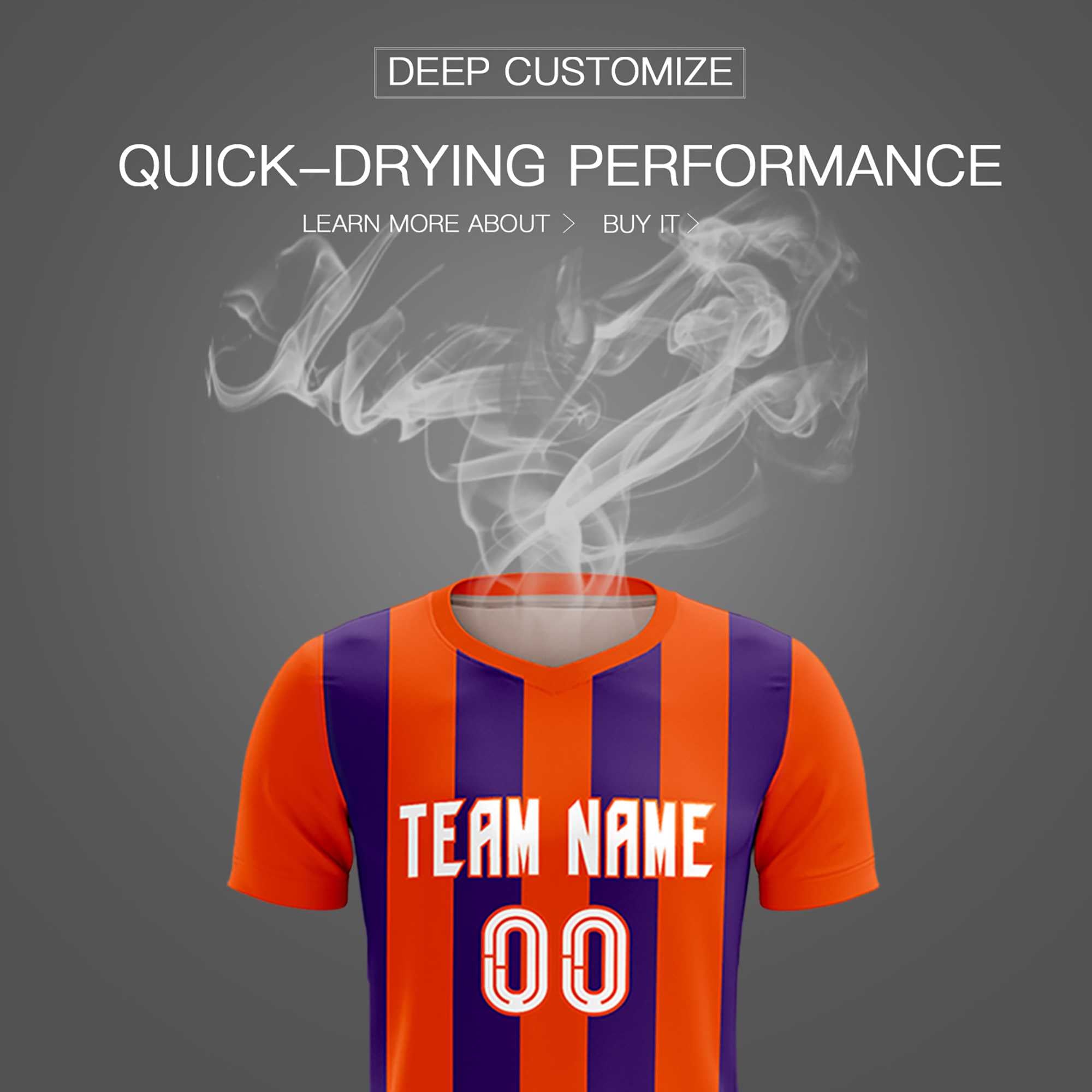 Custom Orange Purple Vertical Stripes Casual Outdoor Football Kits Jersey