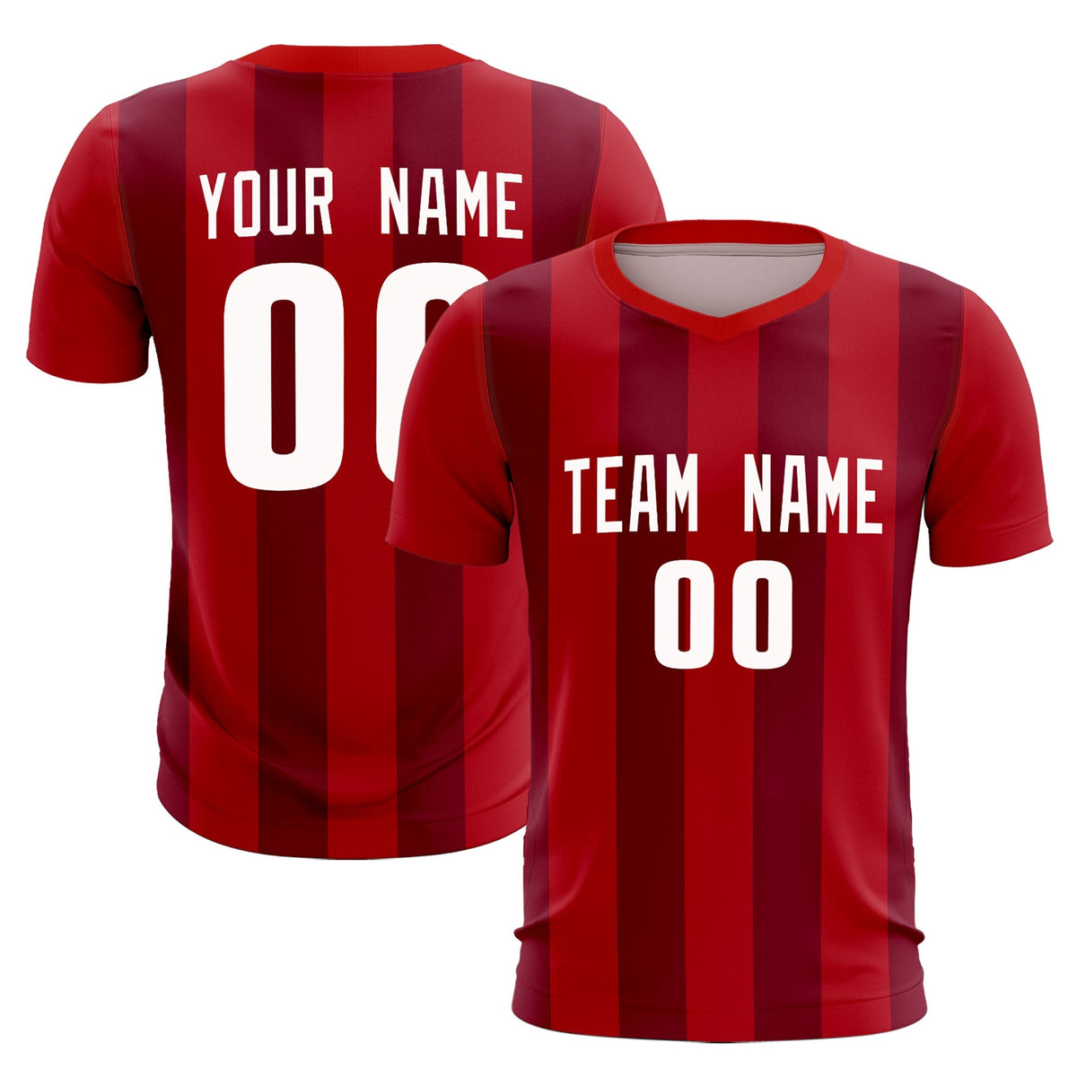 Custom Red Crimson Vertical Stripes Casual Outdoor Football Sets Jersey