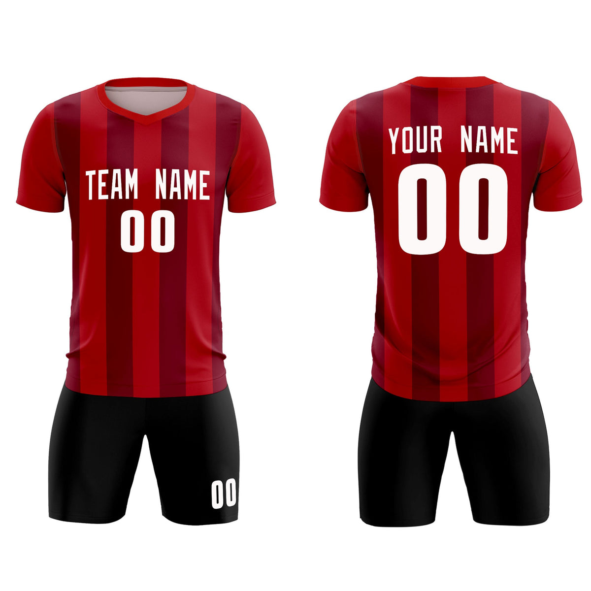 Custom Red Crimson Vertical Stripes Casual Outdoor Football Sets Jersey